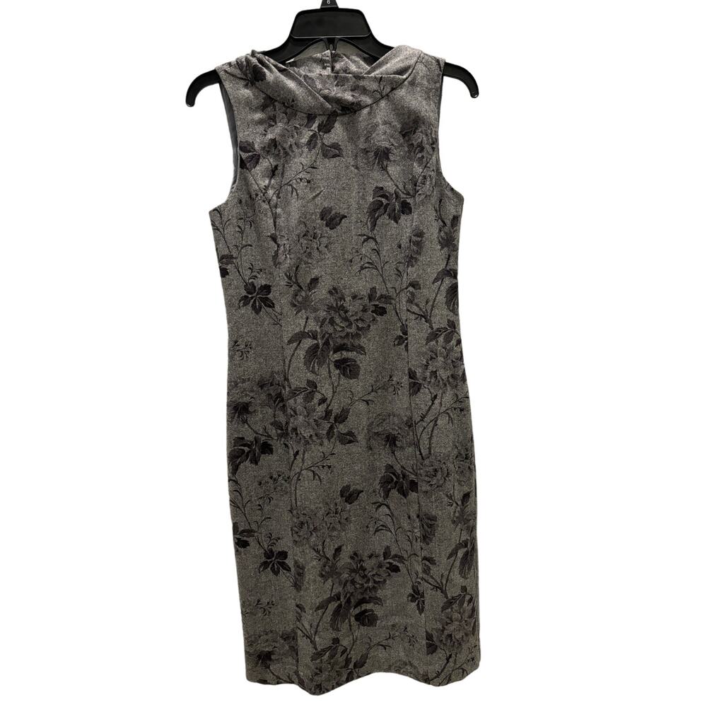 NWOT Talbots Wool Tailored Dress, Gray w/ Black Flowers, Size 4